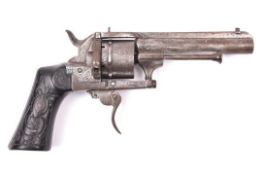 A Belgian 6 shot 7mm Lefaucheux-Jansen closed frame double action pinfire revolver, c 1865, number