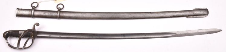 An 1821 pattern Light Cavalry trooper’s sword, blade 35” with maker’s mark “VW” and inspector’s mark