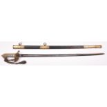 A late Vic Naval officer's sword, blade 31", by Larcom & Veysey, Outfitters, Portsmouth, etched with