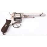 A German (?) military style 6 shot 12mm double action closed frame pinfire revolver, c1868,