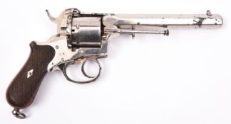 A German (?) military style 6 shot 12mm double action closed frame pinfire revolver, c1868,