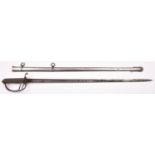 An Edward VII 1822 pattern Light Cavalry officer’s sword, fullered blade 34½” etched with panels