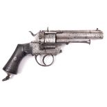 A Belgian 6 shot 9mm Julien solid frame double action pinfire revolver, c 1865, round barrel