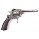A Belgian 6 shot 12mm Fassin Ronge solid closed frame double action pinfire revolver, of the type