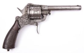 A Belgian 6 shot 12mm Fassin Ronge solid closed frame double action pinfire revolver, of the type