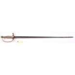 An American 1840 pattern NCO’s sword, straight SE blade 31” with full length fullers, brass hilt
