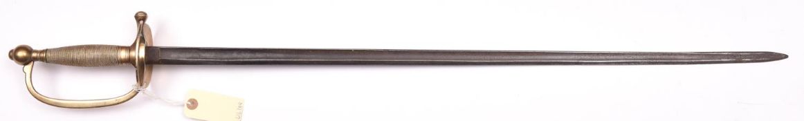 An American 1840 pattern NCO’s sword, straight SE blade 31” with full length fullers, brass hilt