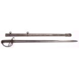 An 1821 pattern Light Cavalry sword, possibly for NCO’s, plain unmarked blade 35”, with officer’s