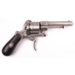 A German 6 shot 7mm Lefaucheux self cocking pinfire revolver, number 25015, c 1866, round barrel