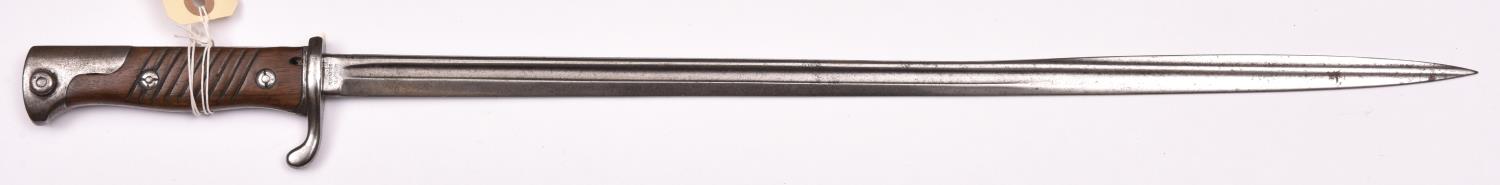A German model 1898 bayonet, slender pipe back blade 20½”, by Alex Coppel, Solingen, two piece