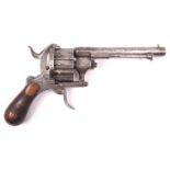 A scarce German 12 shot 7mm Lefaucheux patent double action pinfire revolver, number 1453 (?