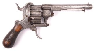 A scarce German 12 shot 7mm Lefaucheux patent double action pinfire revolver, number 1453 (?