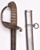 An early Victorian 1827 pattern Naval officer’s sword, slender pipe back blade 29”, the regulation