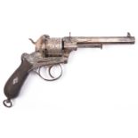 A good Belgian 6 shot 12mm Lefaucheux double action pinfire revolver by Francotte of Liege, number