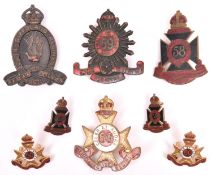 4 pre WWII Australian Infantry cap badges: bronze 22nd, and enamelled 58th (Essendon-Coburg-