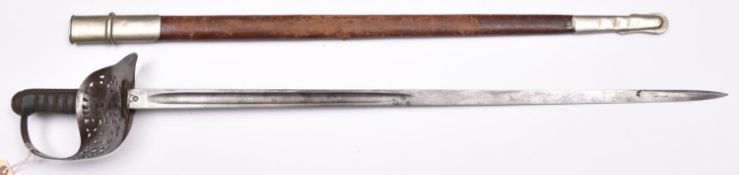 An Edward VII 1897 pattern Indian Army Infantry officer’s sword, blade 32” etched with panels of