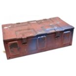 A WWII steel ammunition box, approx 25" x 13" x 8", the base impressed “AMM CONT C 374 MK2 5V547A