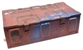 A WWII steel ammunition box, approx 25" x 13" x 8", the base impressed “AMM CONT C 374 MK2 5V547A