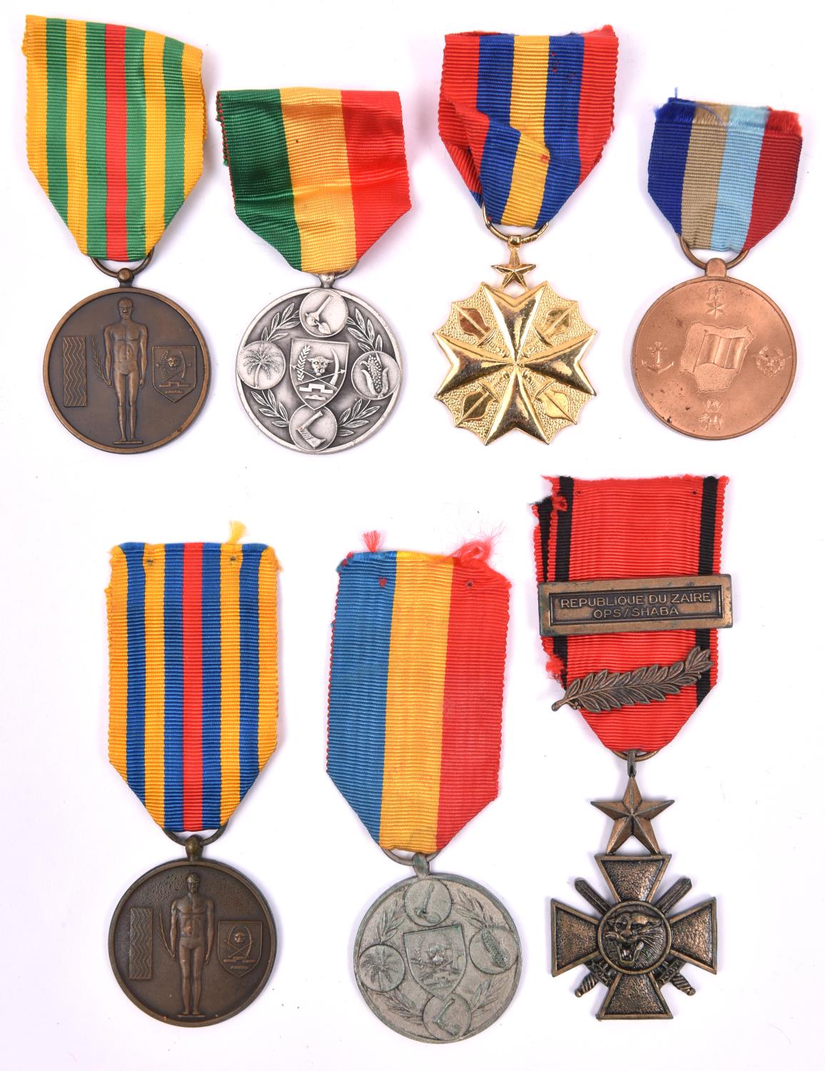 African nations medals (7): Congo Republic medal for sporting merit, ditto agricultural merit,