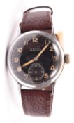 DH marked Helma wristwatch. Serial D 028957 H. Plated case with brushed finish, some wear. Fixed