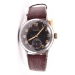 DH marked Helma wristwatch. Serial D 028957 H. Plated case with brushed finish, some wear. Fixed