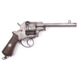 A closed frame double action pinfire revolver, number 1570, c 1865, round barrel 152mm stamped on