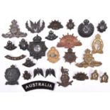 10 pre 1953 Australian Corps etc cap badges: Artillery (oxidised and brass), oxidised GRVI