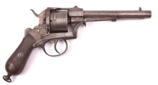 A Belgian 6 shot 12mm Meyers patent double action closed frame pinfire revolver, number 12719, c