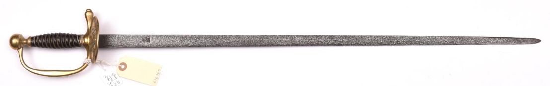 An early 19th century European military bandsman’s sword, probably French, the German blade 28” of