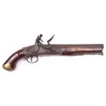 A .56" ordnance pattern commercial flintlock holster pistol, c 1820, 15" overall, barrel 9" with B’