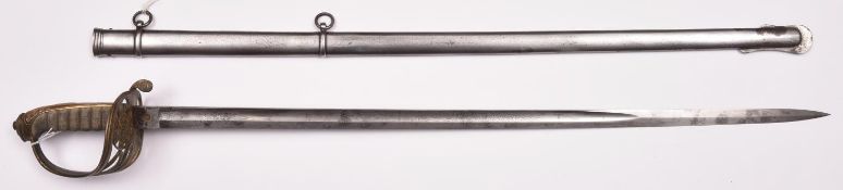 An 1845 pattern Infantry officer’s sword to the 3rd London Rifle Volunteers, blade 32” etched with