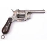 A French 6 shot 9mm Eyraud double action pinfire revolver, round barrel 95mm, the breech stamped “