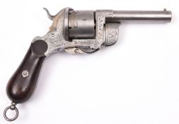 A French 6 shot 9mm Eyraud double action pinfire revolver, round barrel 95mm, the breech stamped “