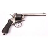 A Belgian 6 shot 12mm Comblain double action pinfire revolver, number 3964, c 1865, octagonal barrel