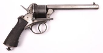 A Belgian 6 shot 12mm Comblain double action pinfire revolver, number 3964, c 1865, octagonal barrel