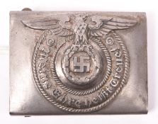 A Third Reich Waffen SS steel belt buckle, the front cleaned bright, the back with olive drab paint.