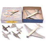 6x Dinky Toys aircraft. Including; Tempest II, Light Transport and Airspeed Envoy. All GC for age,