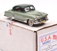 U.S.A. Models (USA-4) white metal model of a 1951 Chevrolet Bel Air Hard Top. In two tone green with