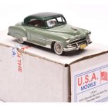 U.S.A. Models (USA-4) white metal model of a 1951 Chevrolet Bel Air Hard Top. In two tone green with