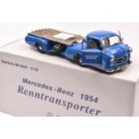 A CMC 1:18 scale model of a Mercedes-Benz 1954 'Renntransporter' Car Transporter (M-036). A suberbly