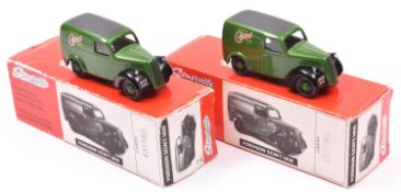 2 Somerville Fordson 5CWT Vans. Both examples in mid green CASTROL livery, with 'NYE362'