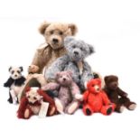 8x Ruskin Bears Teddybears by Lesley Simpson. 7x with original information labels attached to each