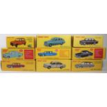 9 Atlas Dinky. P.L. Panhard (547). Peugeot 404 (553). Opel Rekord (554). Fiat 1800 Familiale (