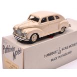 Pathfinder Models PFM 4 1949 Jowett Javelin. In cream with maroon interior, cream wheels with plated