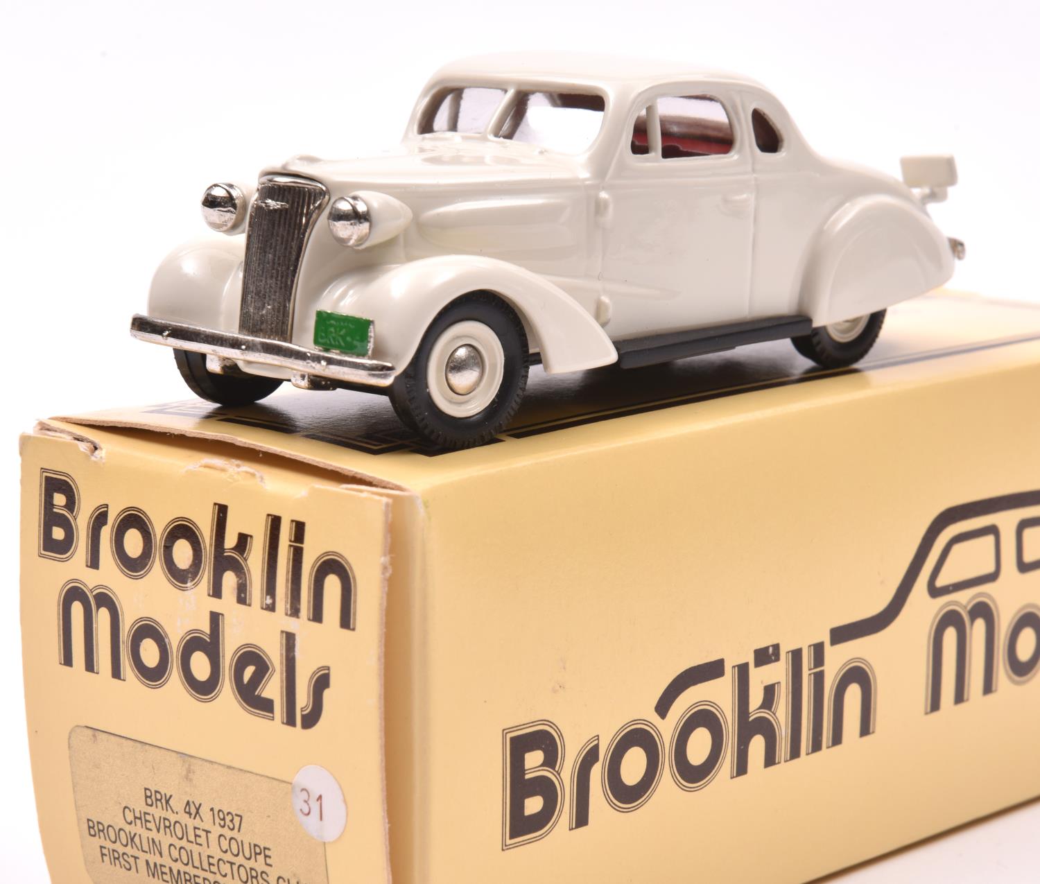 Brooklin Models BRK 4x 1937 Chevrolet Coupe. A 1989 Brooklin Collectors Club 'First Membership