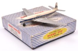 A Dinky Toys 702; D.H. Comet Airliner in silver, blue and white livery, BOAC, G-ALYV. Boxed, minor