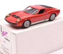 Illustra Models 1:43 white metal model Lamborghini Miura P400. (No.1). Finished in red with black