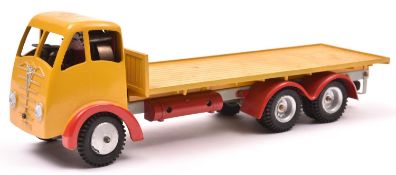 A Shackleton Foden FG6 flatbed lorry. In yellow with red mudguards. GC-VGC for age, some wear/