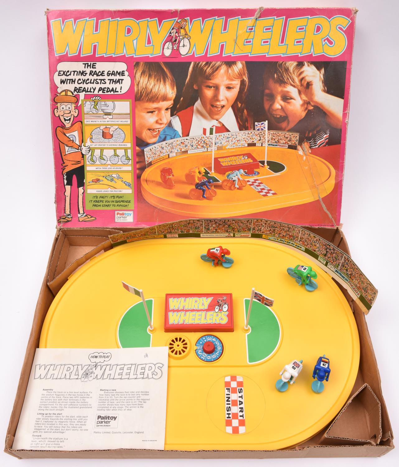 A Palitoy Parker Games Divison 'Whirly Wheelers' electric cycling game. With track, 4x cyclists