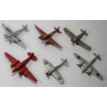 6x Dinky Toys aircraft. Including; Tempest II, Medium Bomber, Light Racer, D.H. Comet, Light